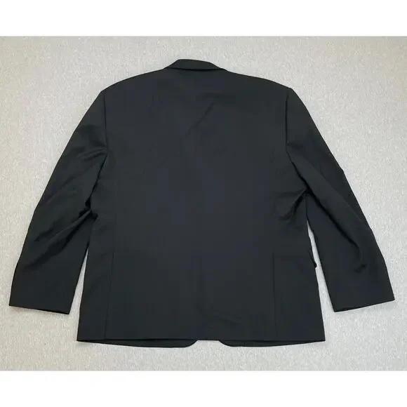Jos A Bank Suit Men 48R Black 100% Wool 2-Button Pants 43 x 31 - 2 Piece Set